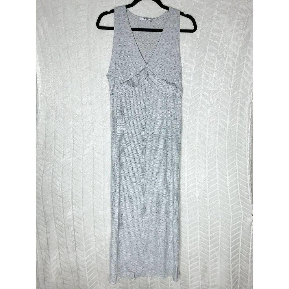 Zara Trafaluc Ribbed Knit Midi Dress Gray - M